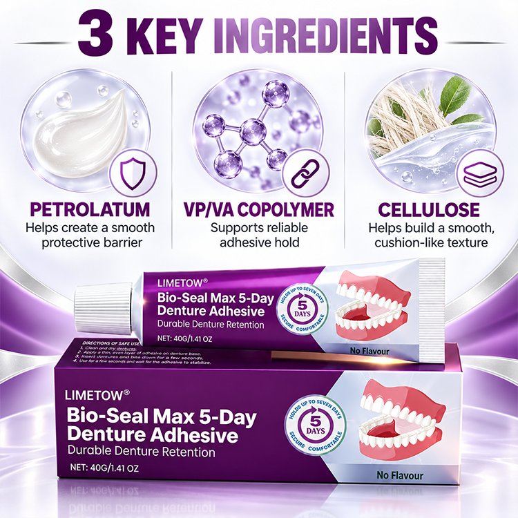 🏆𝐎𝐟𝐟𝐢𝐜𝐢𝐚𝐥 𝐔𝐒 𝐒𝐭𝐨𝐫𝐞🎉Over 100K+ Sold🔥LIMETOW® Bio-Seal Max 5-Day Denture Adhesive