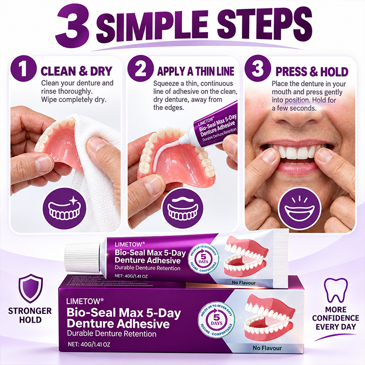 🏆𝐎𝐟𝐟𝐢𝐜𝐢𝐚𝐥 𝐔𝐒 𝐒𝐭𝐨𝐫𝐞🎉Over 100K+ Sold🔥LIMETOW® Bio-Seal Max 5-Day Denture Adhesive