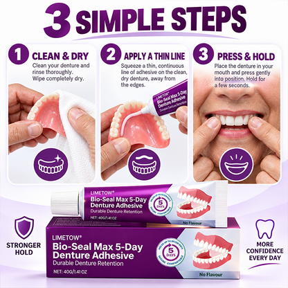 🏆𝐎𝐟𝐟𝐢𝐜𝐢𝐚𝐥 𝐔𝐒 𝐒𝐭𝐨𝐫𝐞🎉Over 100K+ Sold🔥LIMETOW® Bio-Seal Max 5-Day Denture Adhesive