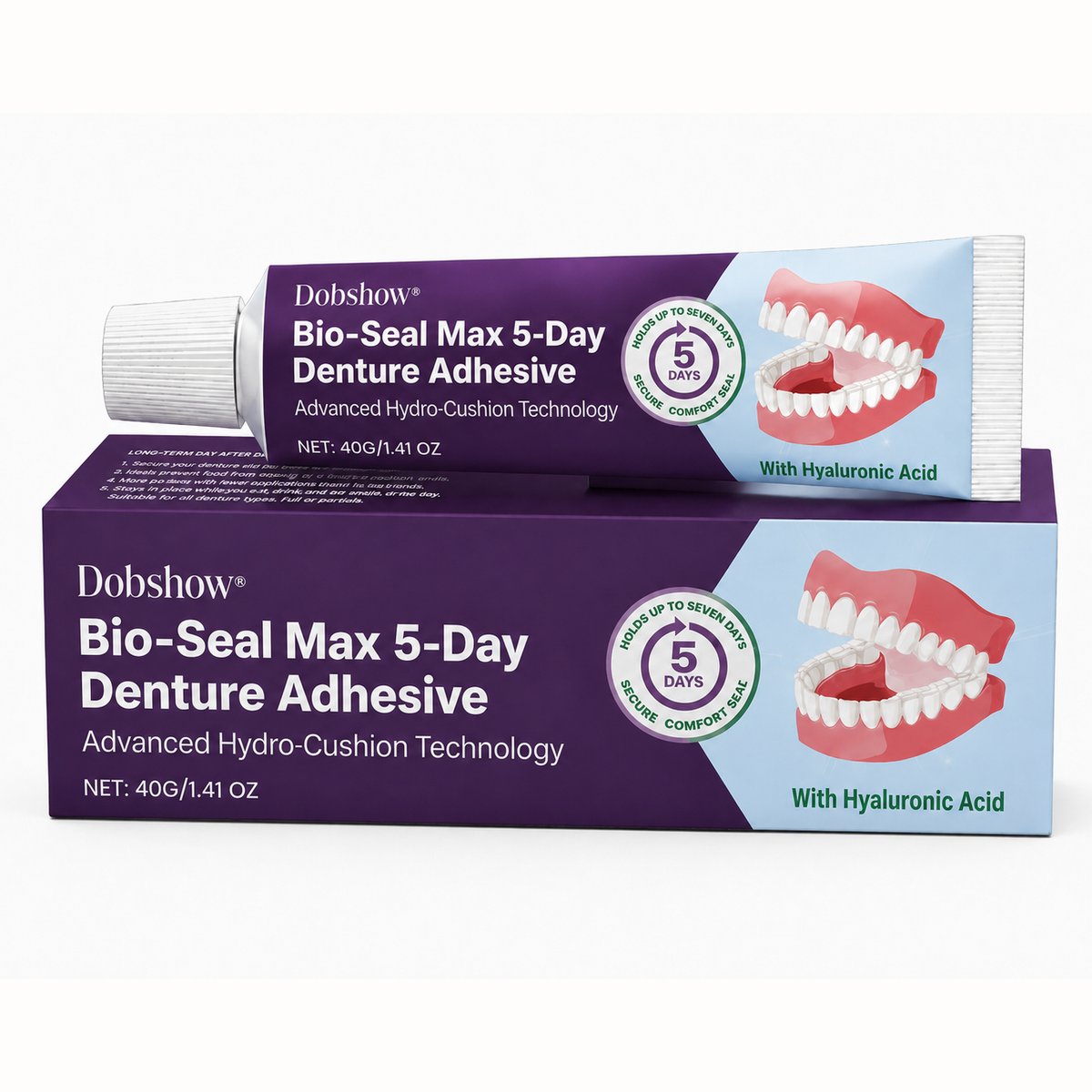 🔥100K+ SOLD🔥Dobshow® Bio-Seal Max 5-Day Denture Adhesive🦷💙