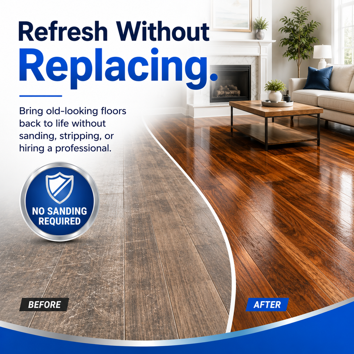 Bring Tired, Dull Floors Back to Life — No Sanding, No Refinishing.