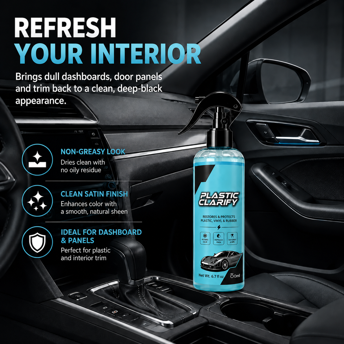 Multi-Surface Car Plastic Restorer – Trim, Tire & Dashboard Polish