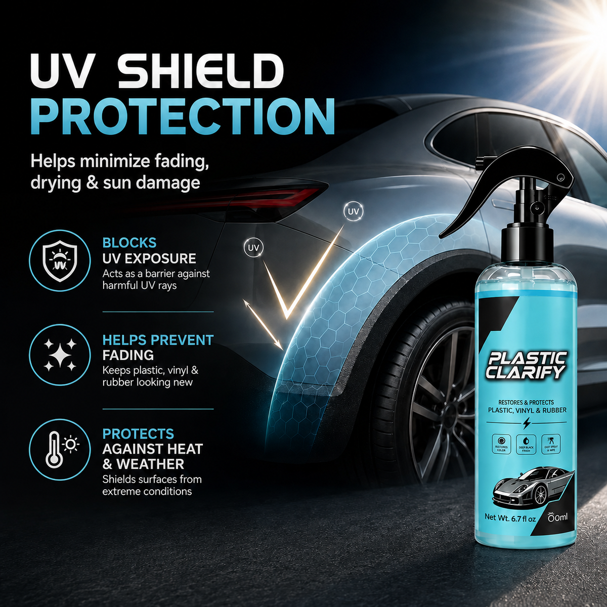 Multi-Surface Car Plastic Restorer – Trim, Tire & Dashboard Polish