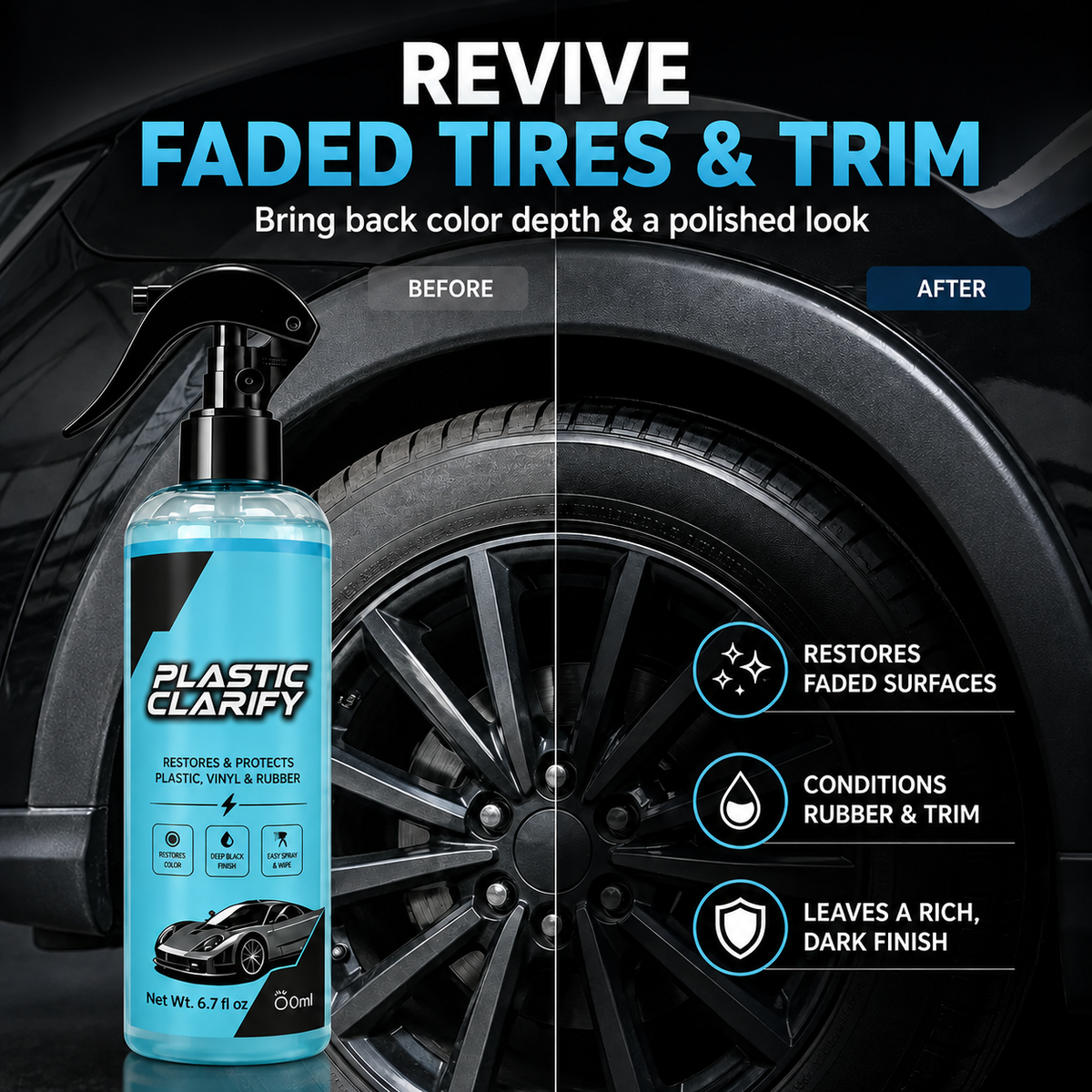 Multi-Surface Car Plastic Restorer – Trim, Tire & Dashboard Polish