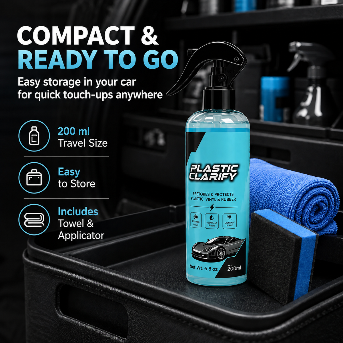 Multi-Surface Car Plastic Restorer – Trim, Tire & Dashboard Polish