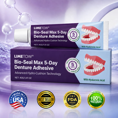 🔥100K+ SOLD🔥LIMETOW® Bio-Seal Max 5-Day Denture Adhesive🦷💙